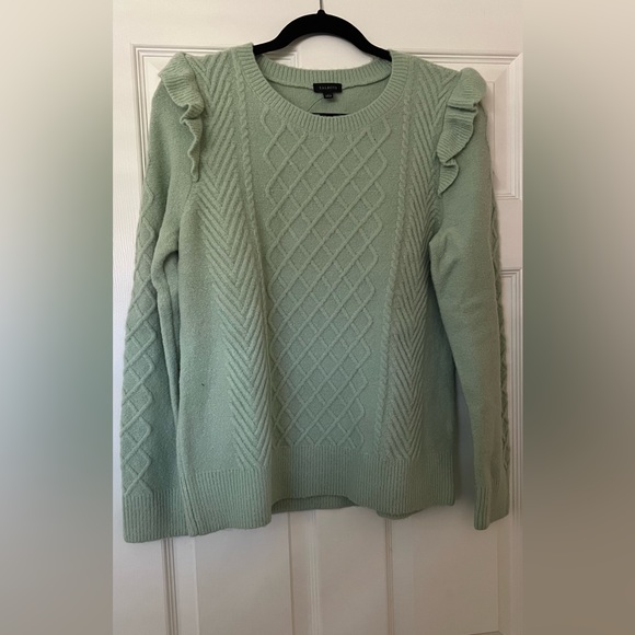 TALBOTS NWT CABLE KNIT RUFFLE CREWNECK SWEATER - Picture 3 of 6